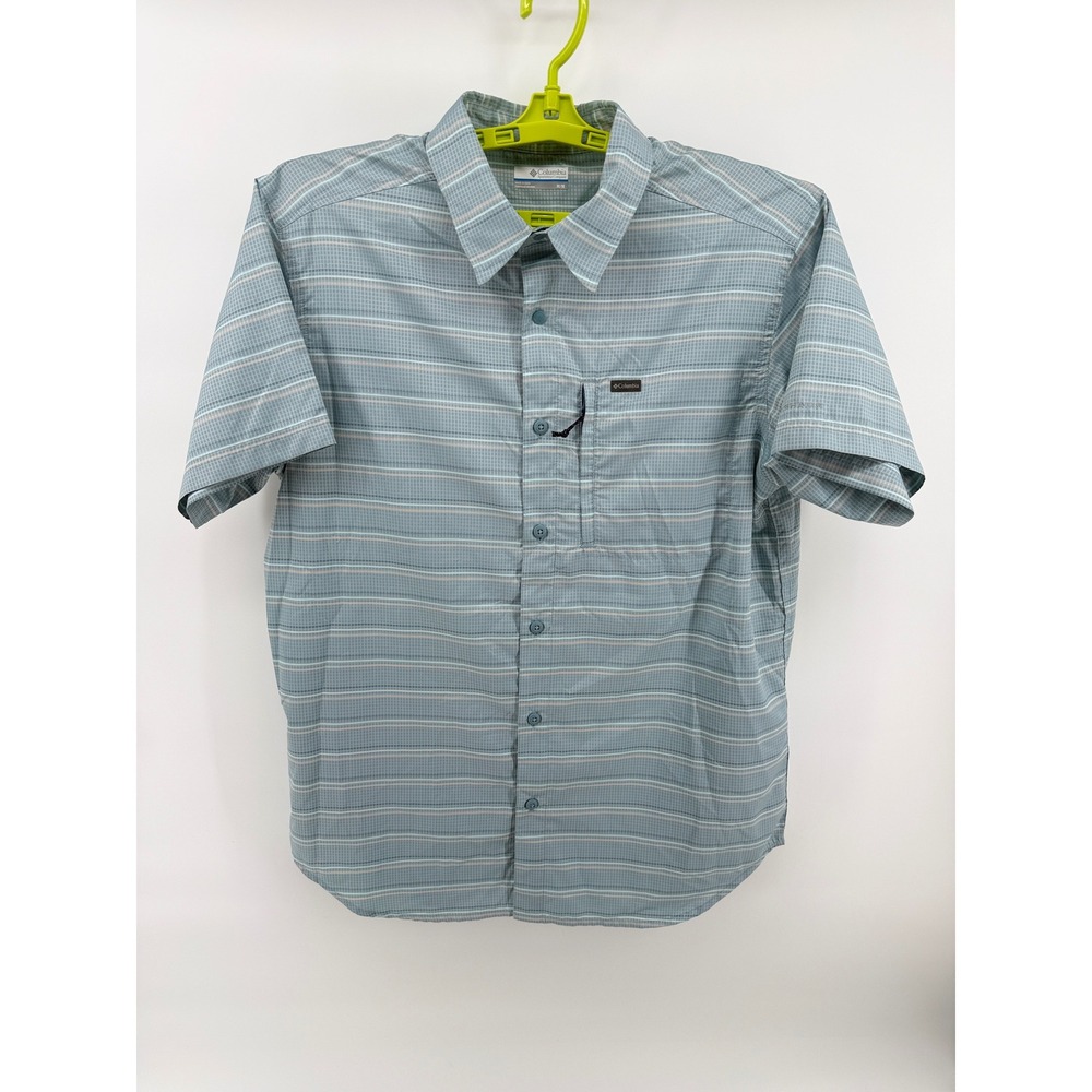 Columbia Mens Omni-Shade Silver Ridge Vented Fishing Shirt Blue Size M